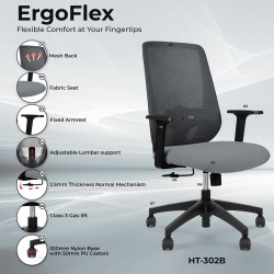 Drea Mid Back Office Chair Black & Grey