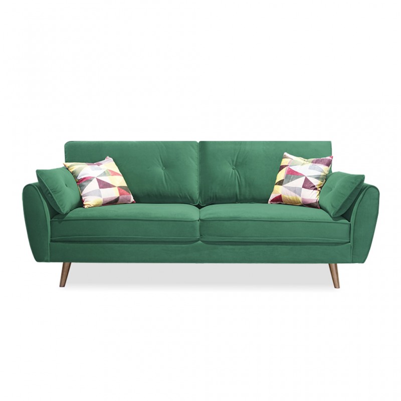 Bartel 3 Seater Fabric Green Col W/2 Accent Pillow