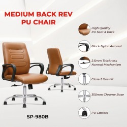 Stellar Calendula Medium Back Chair Brown PU