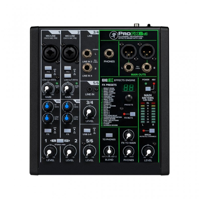 Mackie 2051299-01 Profx6V3 6-Channel Mixer Effects Professional With Usb Eu