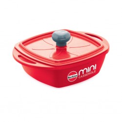 Hawkins MCSR75 0.75L Square Die Cast Red Non Stick Mini Ceramic Casserole With Glass Lid