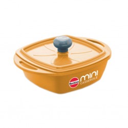 Hawkins MCSY75 0.75L Square Die Cast Yellow Non Stick Mini Ceramic Casserole With Glass Lid