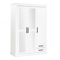 Rustic Wardrobe 3 Doors White Color With Mirror