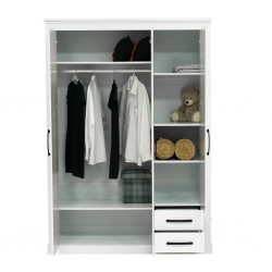 Rustic Wardrobe 3 Doors White Color With Mirror