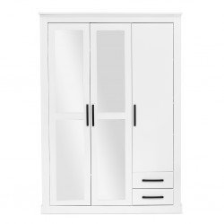 Rustic Wardrobe 3 Doors White Color With Mirror