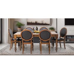Heaton Table and 6 Chairs PU Black