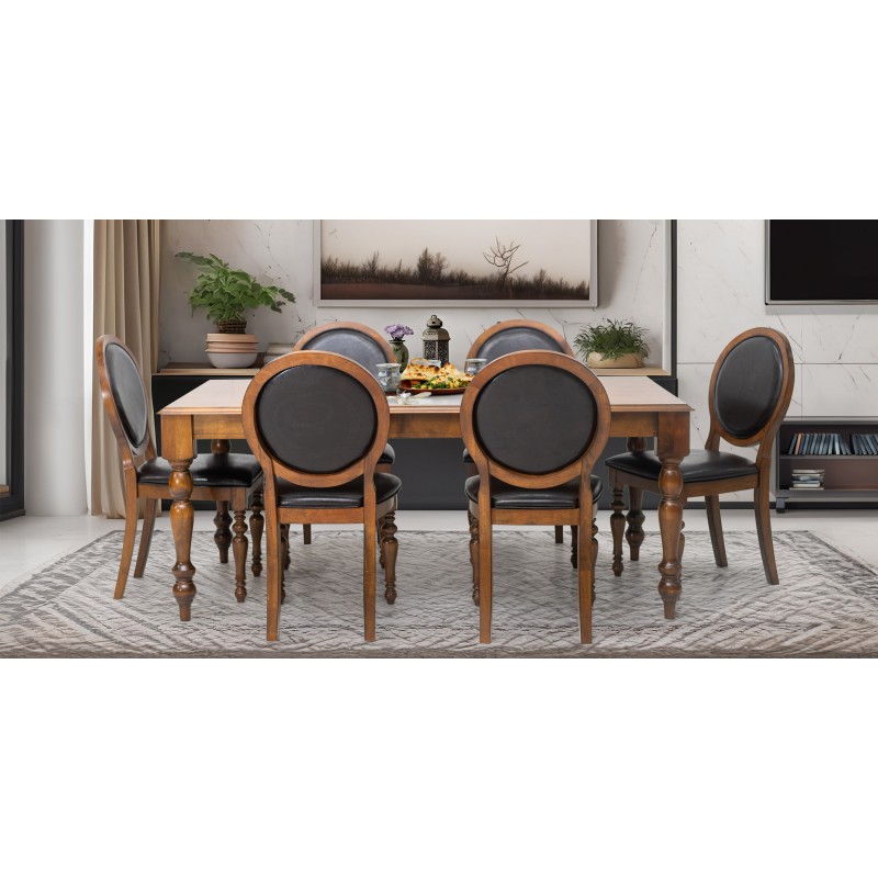 Heaton Table and 6 Chairs PU Black
