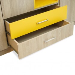 Artista Wardrobe 9 Doors In Plywood Grey & Yellow