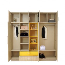 Artista Wardrobe 9 Doors In Plywood Grey & Yellow