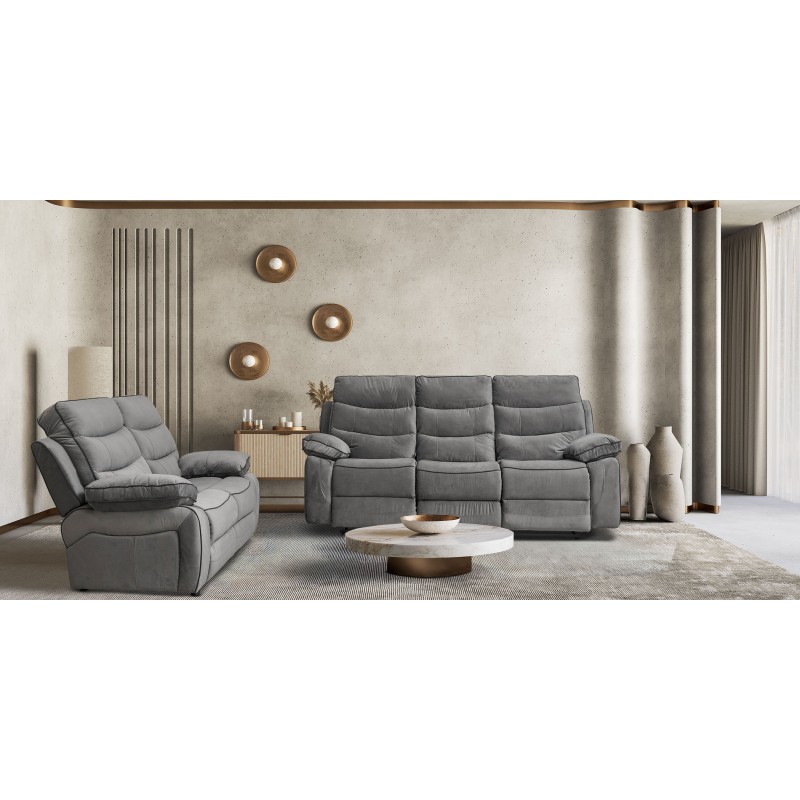 Burlington Sofa 3+2 Recliner Oakley Graphite Col Fab