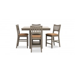 Marcella High Table And 4 High Chairs Rubber Wood Veneer