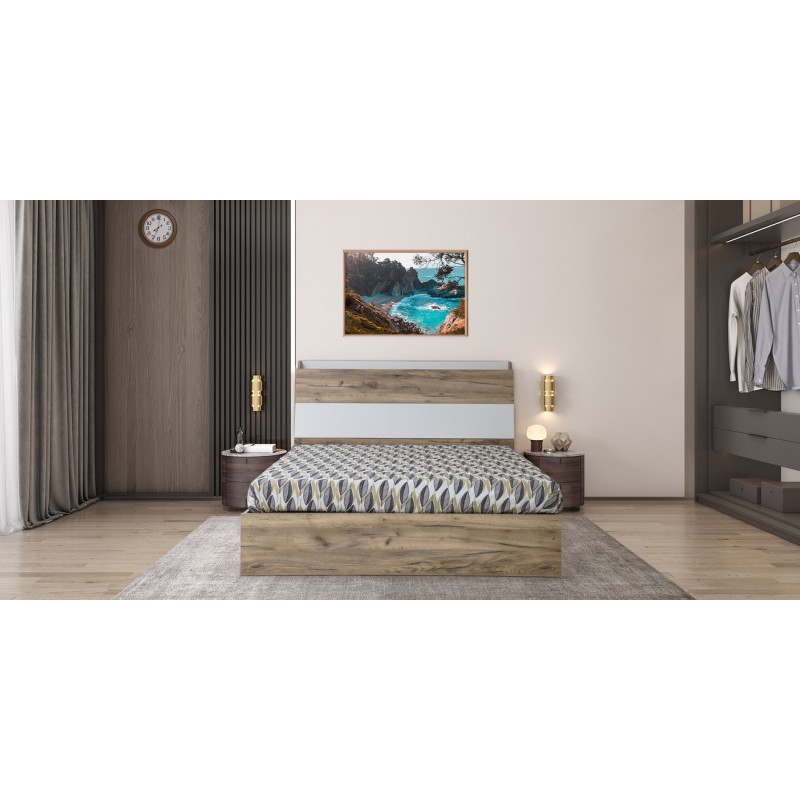 Lazzio Bed 150x190 Grey Oak & White