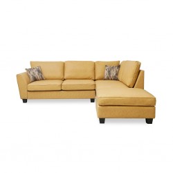Bella Corner RHF Chaise+LHF 2Str+Otto Fabric Mustard Leather Gel