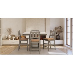 Marcella High Table And 4 High Chairs Rubber Wood Veneer