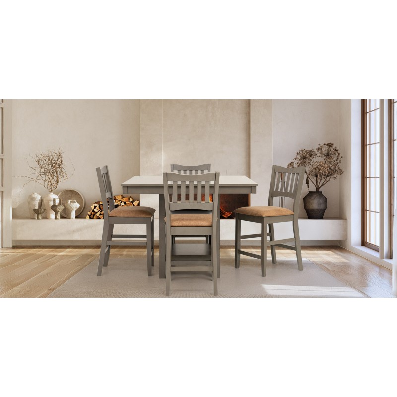 Marcella High Table And 4 High Chairs Rubber Wood Veneer