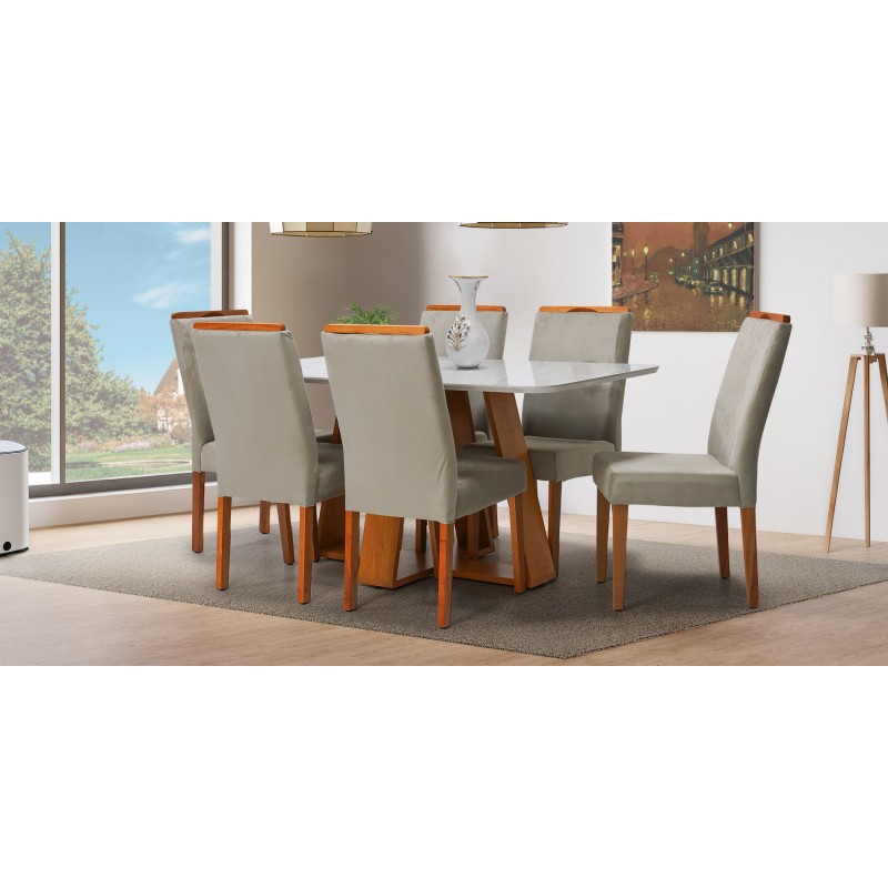 Celeste Dining Table And 6 Chairs Cedro/ Quartz