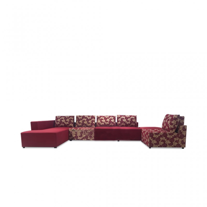 Tola Corner LHF Chaise+2S Armless+Otto Fab Red