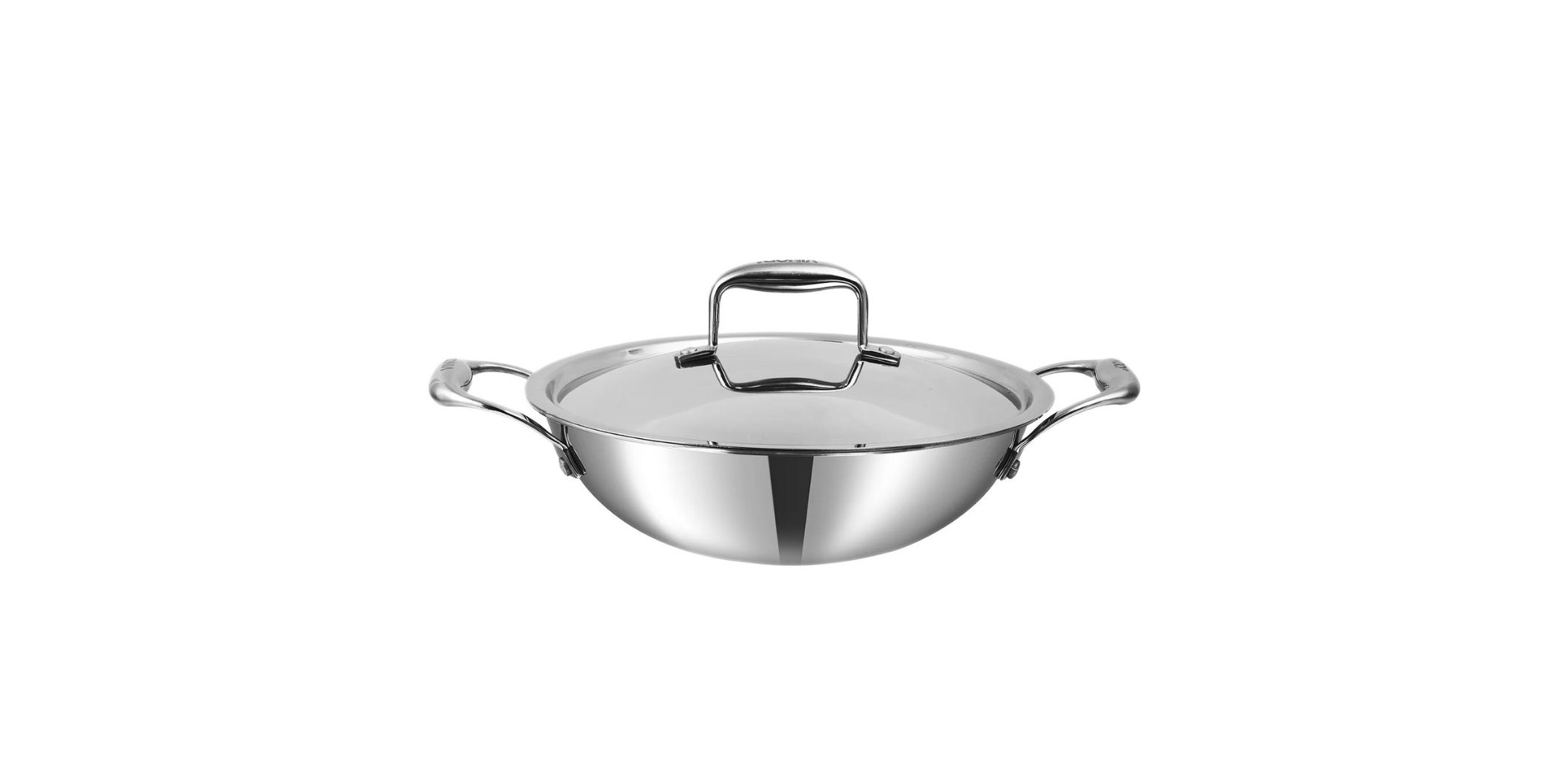 VINOD Platinum Triply Stainless Steel Saucepan, Wok, Stewpan, Deep Frying Pan, Kadhai with Lid (22cm, 1.8 Litre, Induction Friendly, Silver