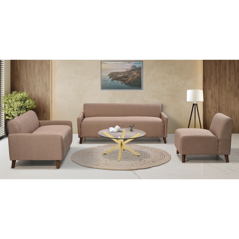 Asana Sofa 3+2+Armless Chair Brown Fabric