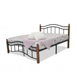 Murphy Bed 150x190 cm Black Metal Rubberwood