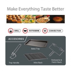 Sanford SF5620EO 48L 2YW Black Electric Oven with Grill, Rotisserie & Convection Function