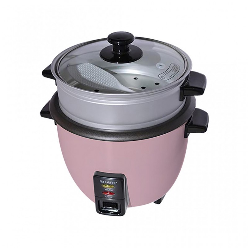 Sharp KS-H108G-P3 1L 2YW Pink Rice Cooker With Steamer & Glass Lid