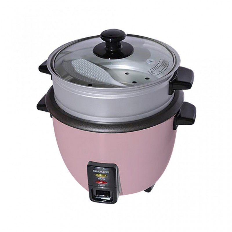 Sharp KS-H188G-P3 1.8L 2YW Pink Rice Cooker With Steamer & Glass Lid