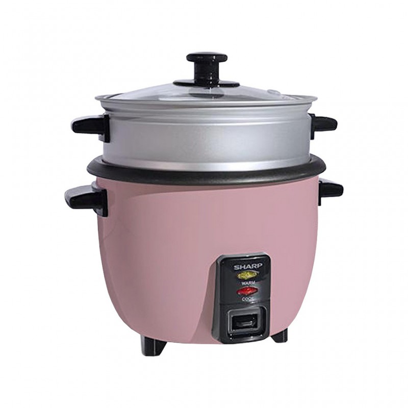 Sharp KS-H188G-P3 1.8L 2YW Pink Rice Cooker With Steamer & Glass Lid