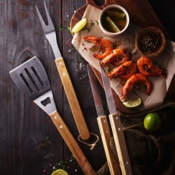 Pradel Essentials 3pcs Barbecue Set With Wooden Handles - PCOT001030 "O"