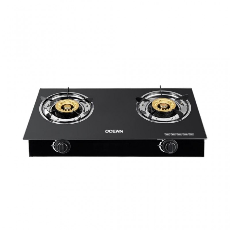 Ocean OCTGSL2FPROBG 2 Burners Black Glass TableTop 2YW Gas Stove