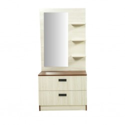 Barcelona Dressing Table and Pouf Dark Walnut & Ash Grey