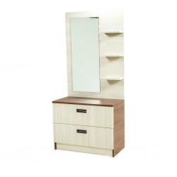 Barcelona Dressing Table and Pouf Dark Walnut & Ash Grey