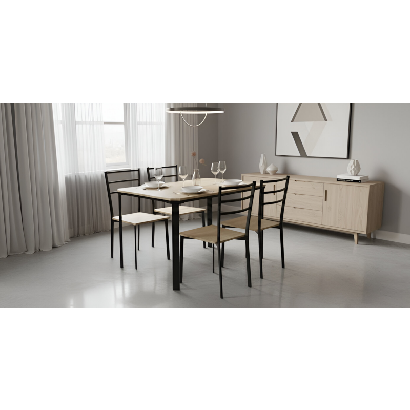 Rugga Table and 4 Chairs Metal/MDF