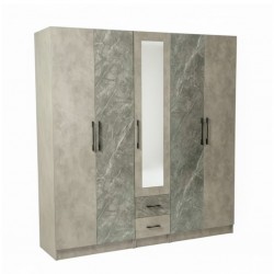 Dreamscape Wardrobe 5 Doors With 2 Drawers Dark Ash Glossy & Light Ash