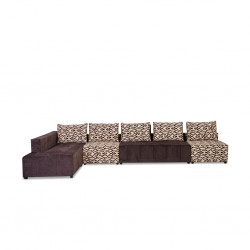 Tola Corner LHF Chaise+2S Armless+Otto Fabric Brown