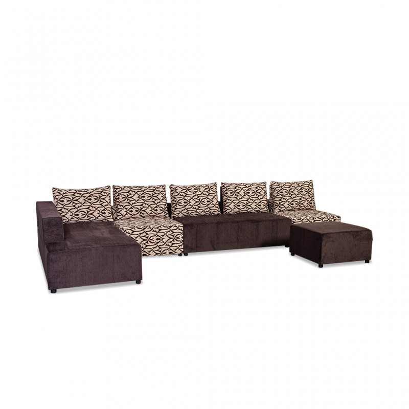 Tola Corner LHF Chaise+2S Armless+Otto Fabric Brown
