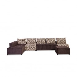Tola Corner LHF Chaise+2S Armless+Otto Fabric Brown
