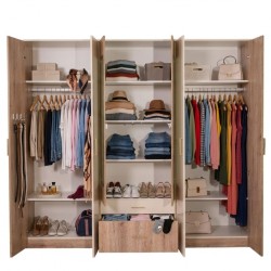 Finnley Wardrobe 6 Doors Aurous & Ivory In Particle Board