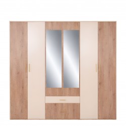 Finnley Wardrobe 6 Doors Aurous & Ivory In Particle Board