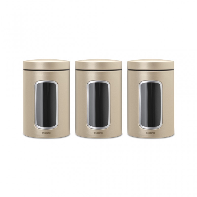Brabantia 304842 1.4L Champagne Window Canister Set 10YW "O" Brabantia 304842 1.4L Champagne Window Canister Set 10YW "O"