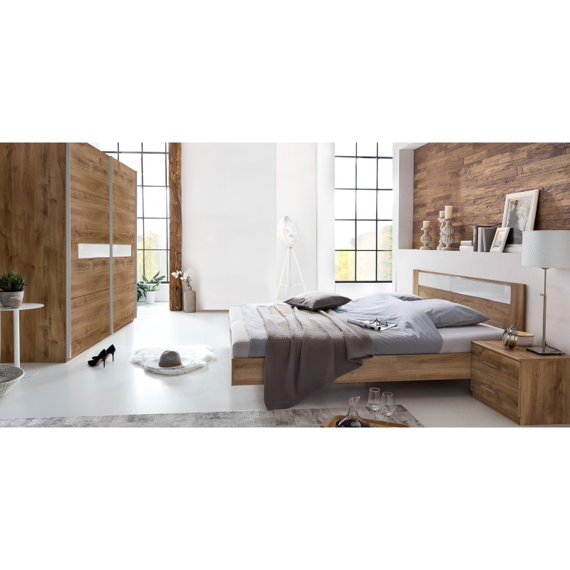 Pamela Bedroom Set 180x200 cm Chene/Verre Blanc Pamela Bedroom Set 180x200 cm Chene/Verre Blanc