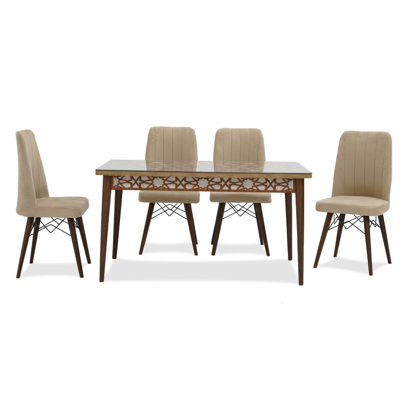 Ceren Table & 6 chairs Beige Moirer