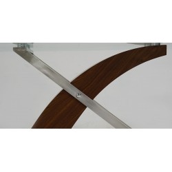Siberia Table and 6 Chairs Glass Top Brown PU