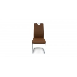 Siberia Table and 6 Chairs Glass Top Brown PU