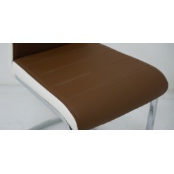 Siberia Table and 6 Chairs Glass Top Brown PU