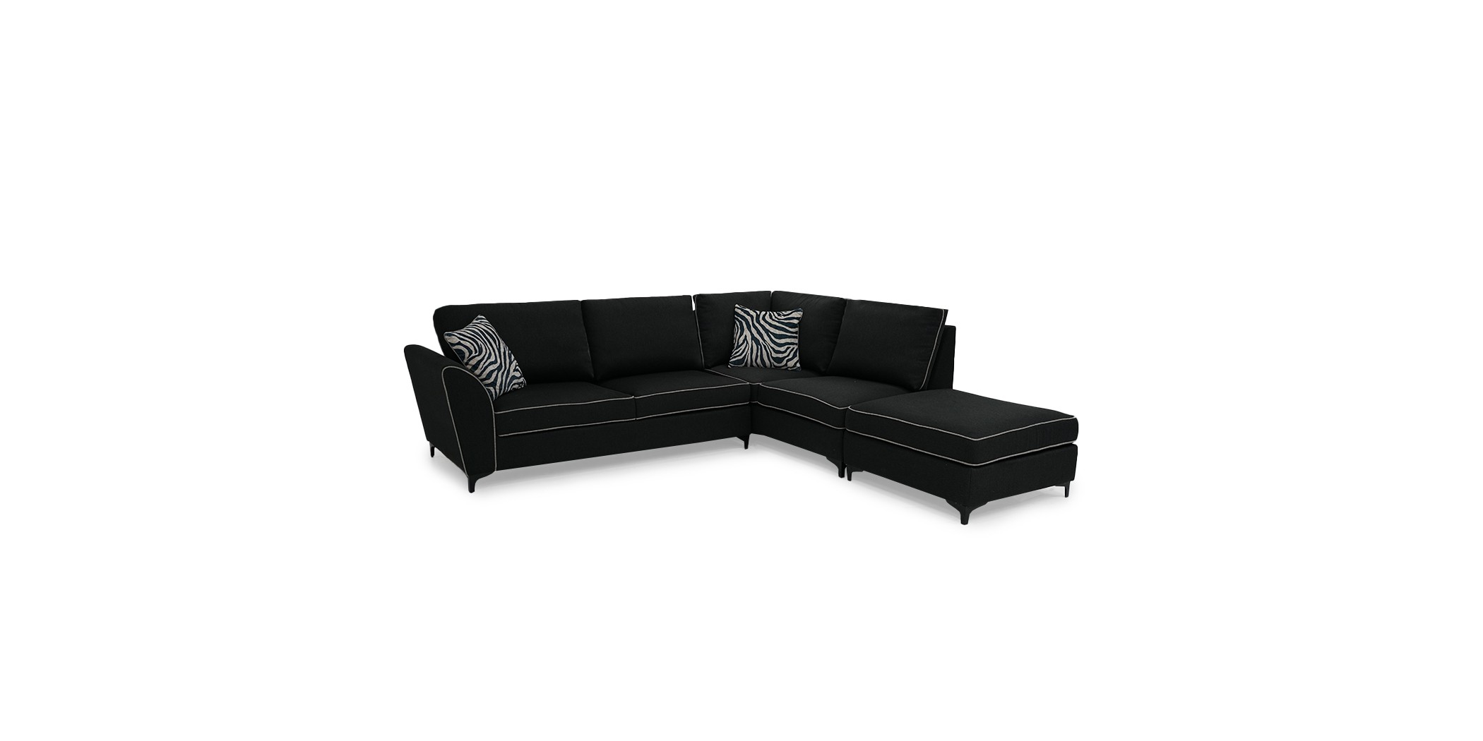 Bella Sofa Corner + Ottoman Black Col Fabric