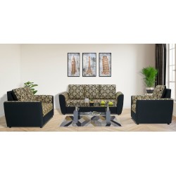 Elsa Sofa 3+2+1 Black/Beige Pattern Fabric