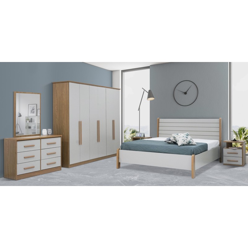 Vigo Bedroom Set 180x200 cm Nature/Grey Color