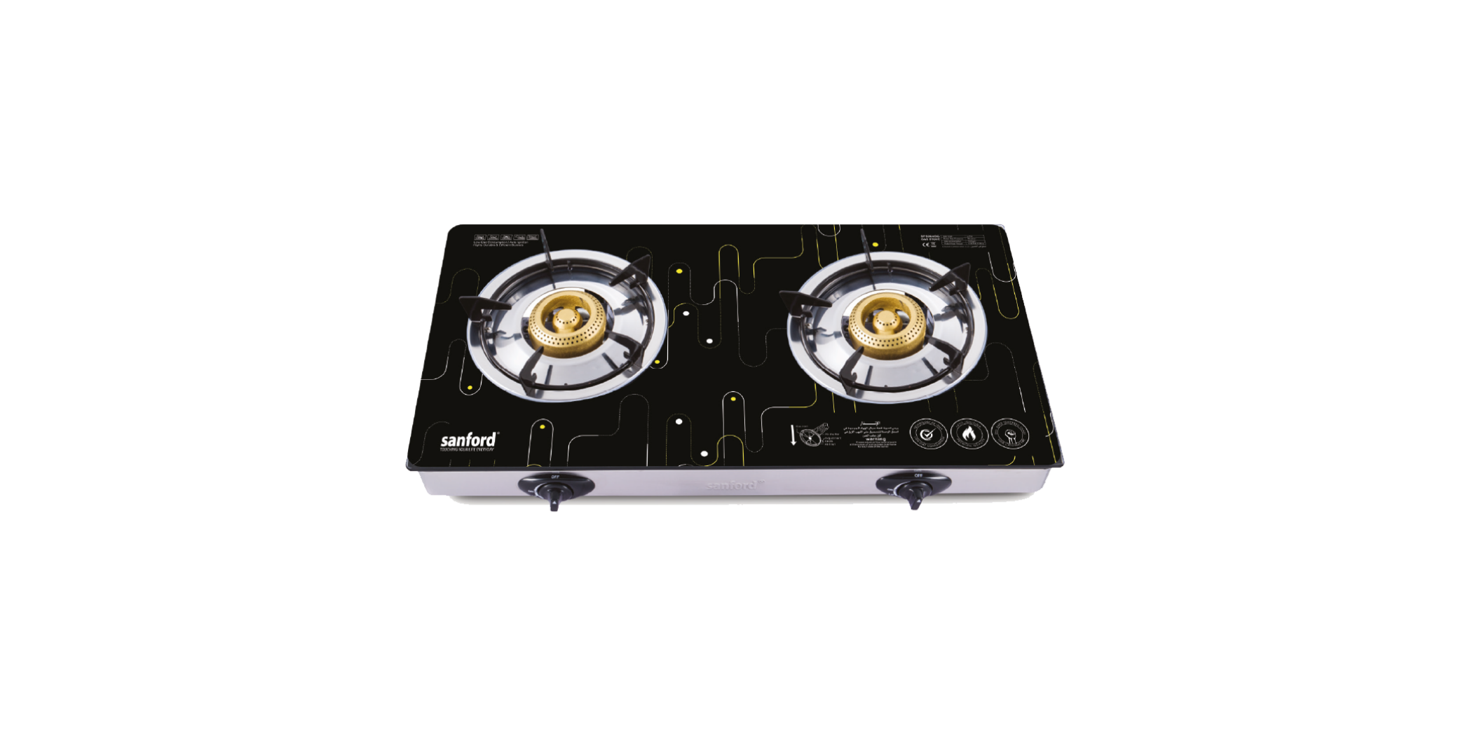 Sanford SAN154 SF5361GC 2 Burner 2YW Glass Gas Stove Black+Design "O"