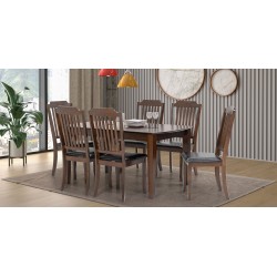 Oakland Table and 6 Chairs in Rubberwood Black PU